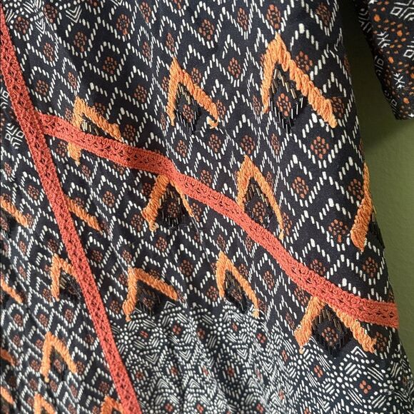 Soft Surroundings Mercado Long Sleeve Sequin Embroidered Boho Dress Sz PXL - Picture 5 of 9